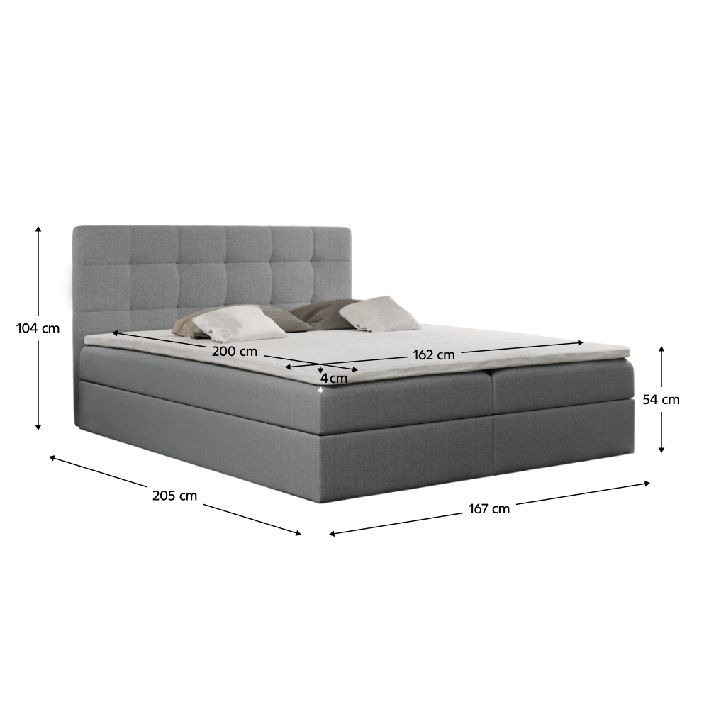 Boxspring ágy, 160x200, szürke, KAMILIA